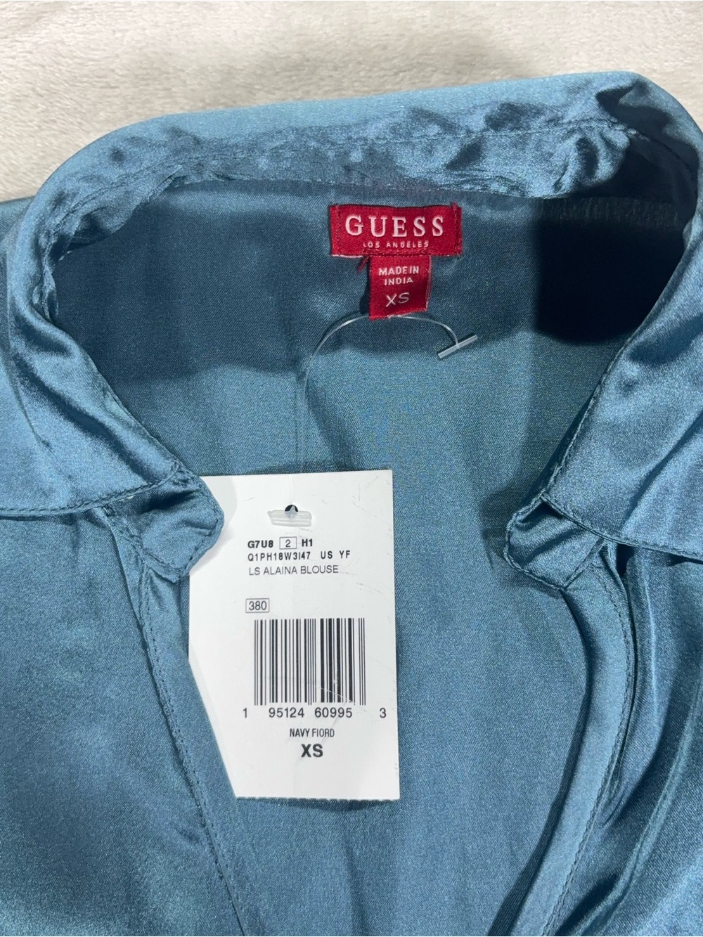 Teal Satin Ruched Crop Blouse XS Y2K City Girl Tie Front Top Chic - Picture 5 of 11